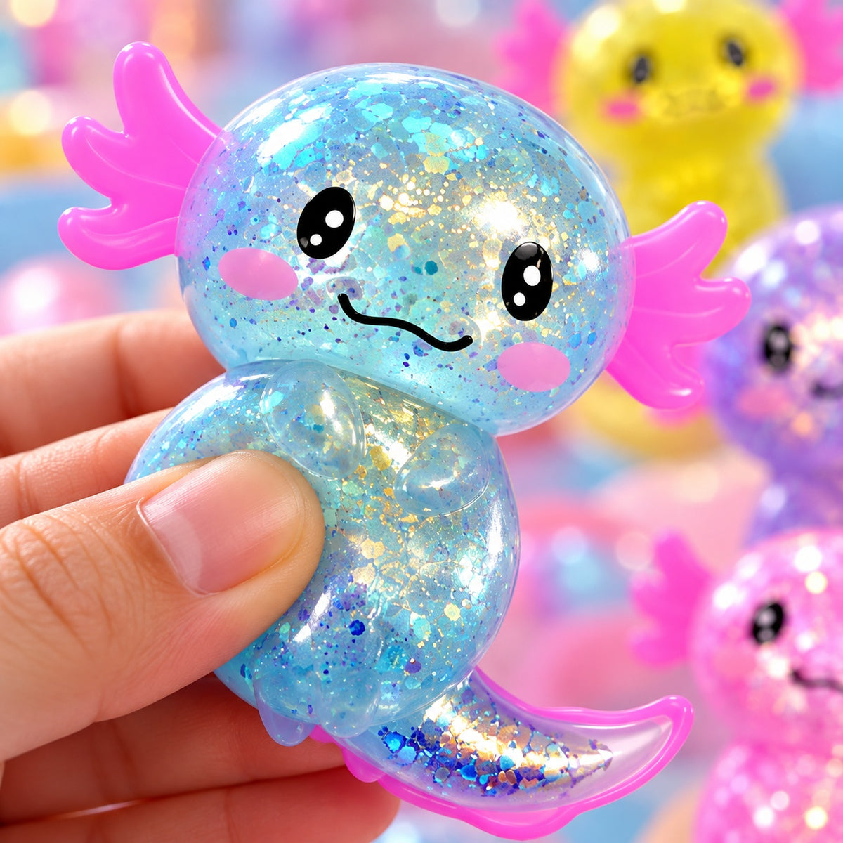 Axolotl Squishy Stress Toy Gel Filled 10 cm - close-up