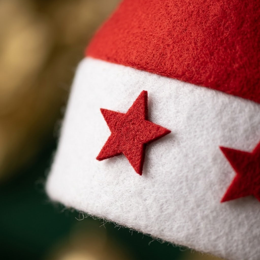 Light-Up Christmas Hat with 5 Stars Santa Hat - close-up