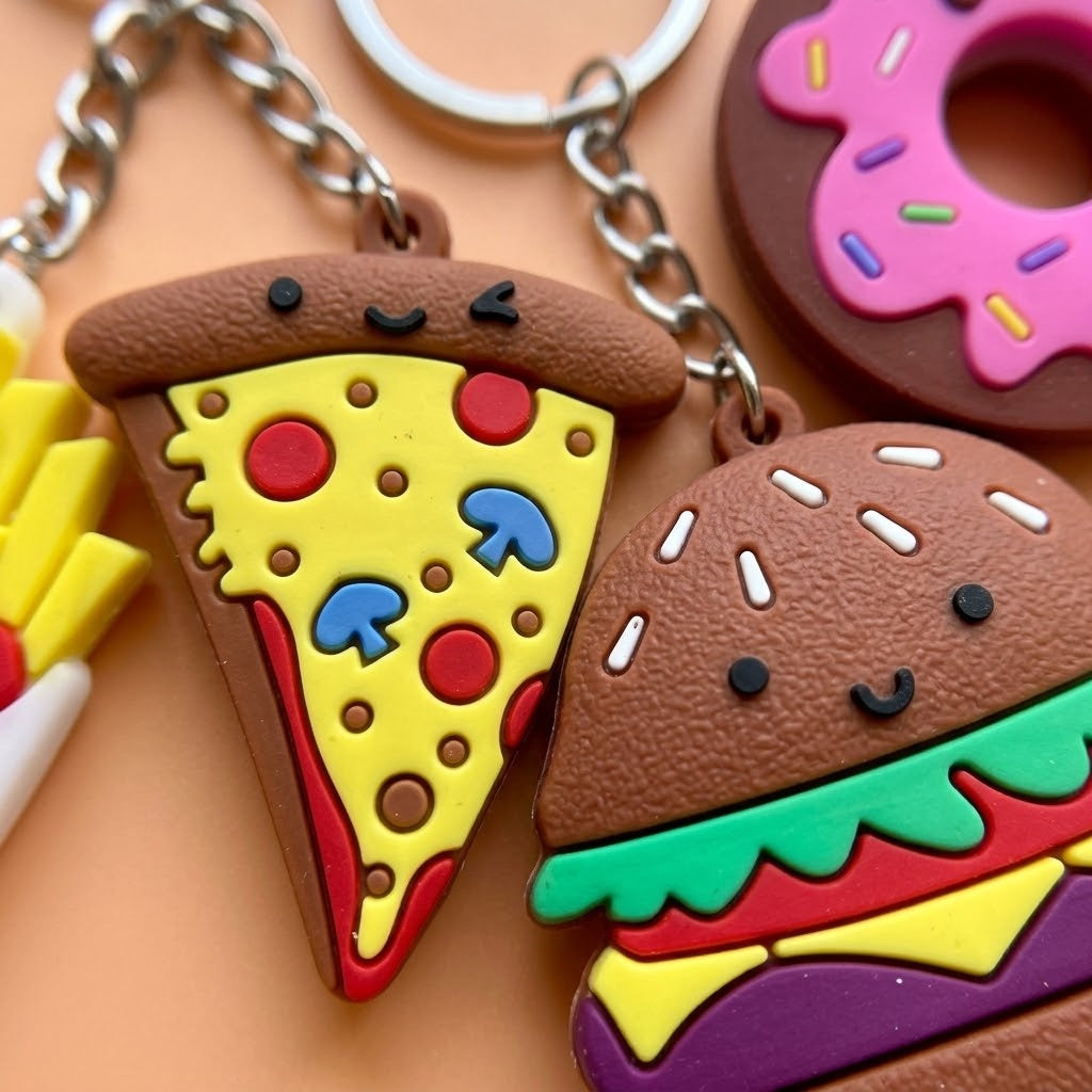Fast Food Keychain Snack Novelty Key Ring - close-up