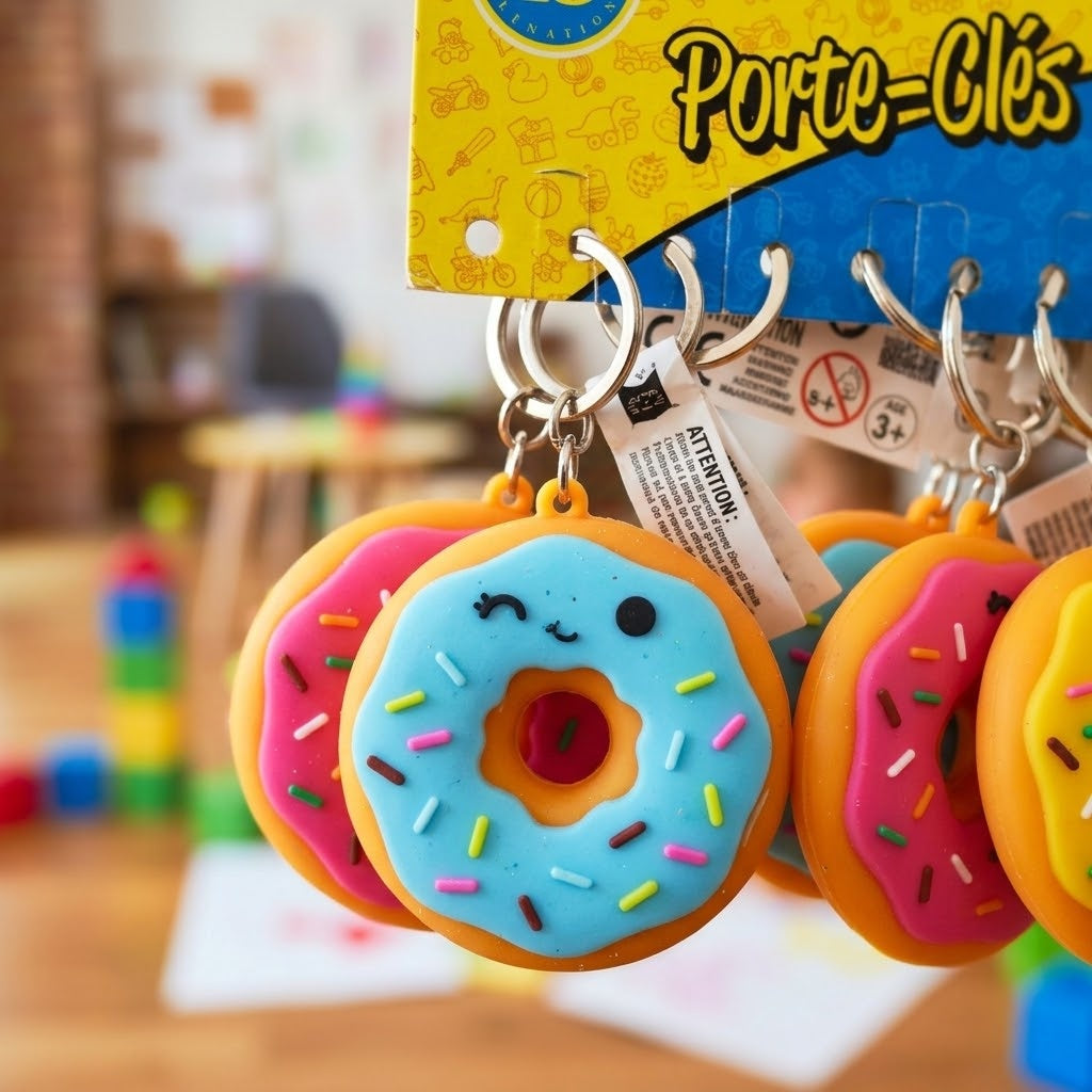 3D Donut Keychain Cute Food Keyring 5 cm - close-up