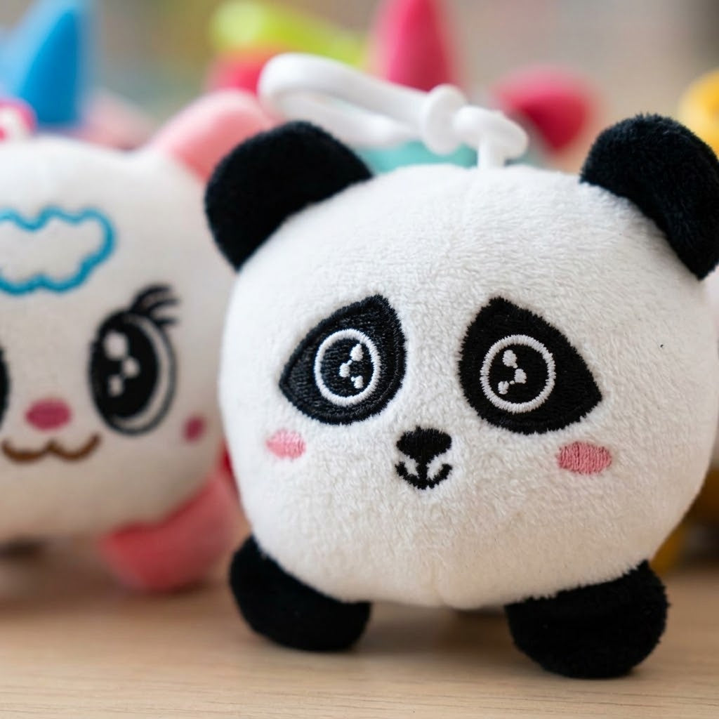 Plush Animal Keychain Soft Bag Charm 8 cm - close-up