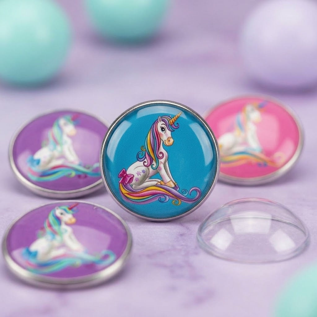 Unicorn Bouncy Ball Mini Super Ball Favour 30 mm - close-up