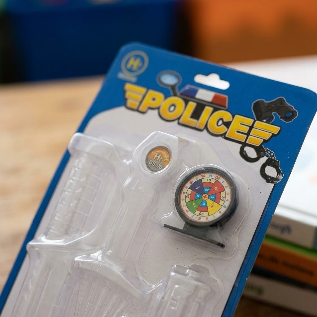 Toy Dart Gun Set with Target, Watch & Dagger - close-up