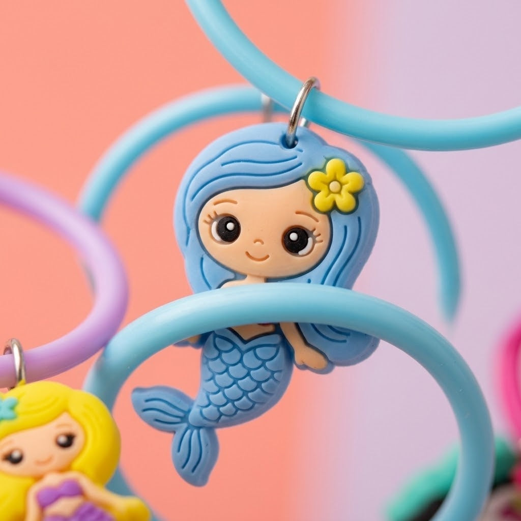 Silicone Bracelet with Llama or Mermaid Pendant - close-up