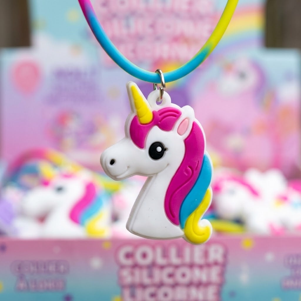 Silicone Unicorn Necklace Kids Jewellery - close-up