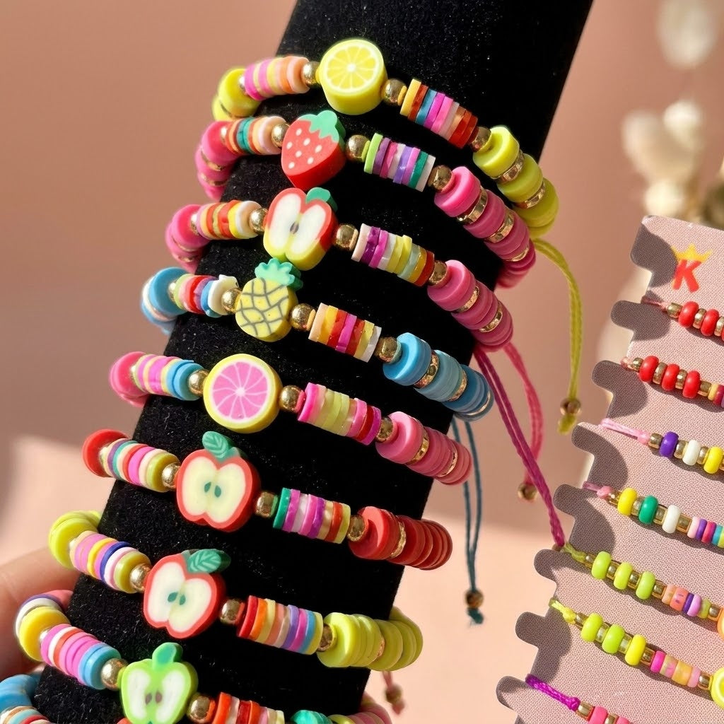 Fruit Bead Bracelet for Kids Summer Jewellery - close-up