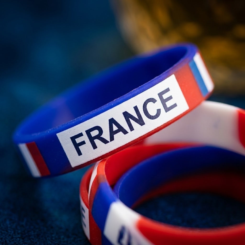 France Supporter Bracelet Football Fan Wristband - close-up