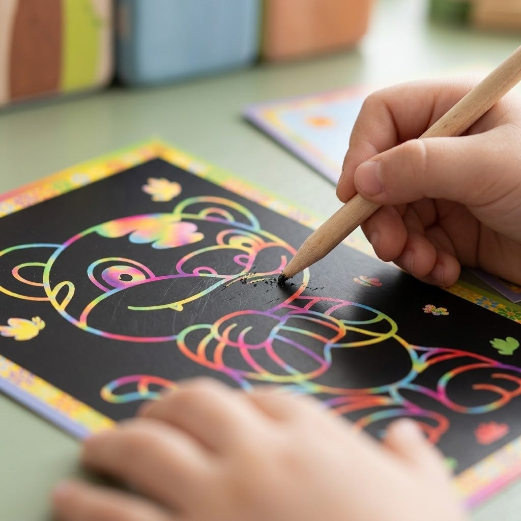 Magic Scratch Art and Colouring Card - close-up