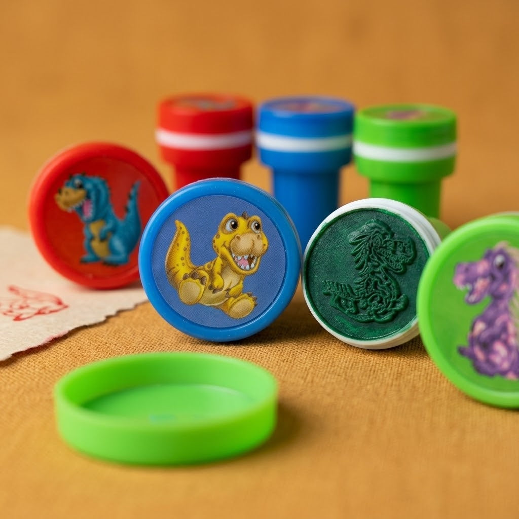 Dinosaur Ink Stamp Kids Stamper Party Favours - close-up
