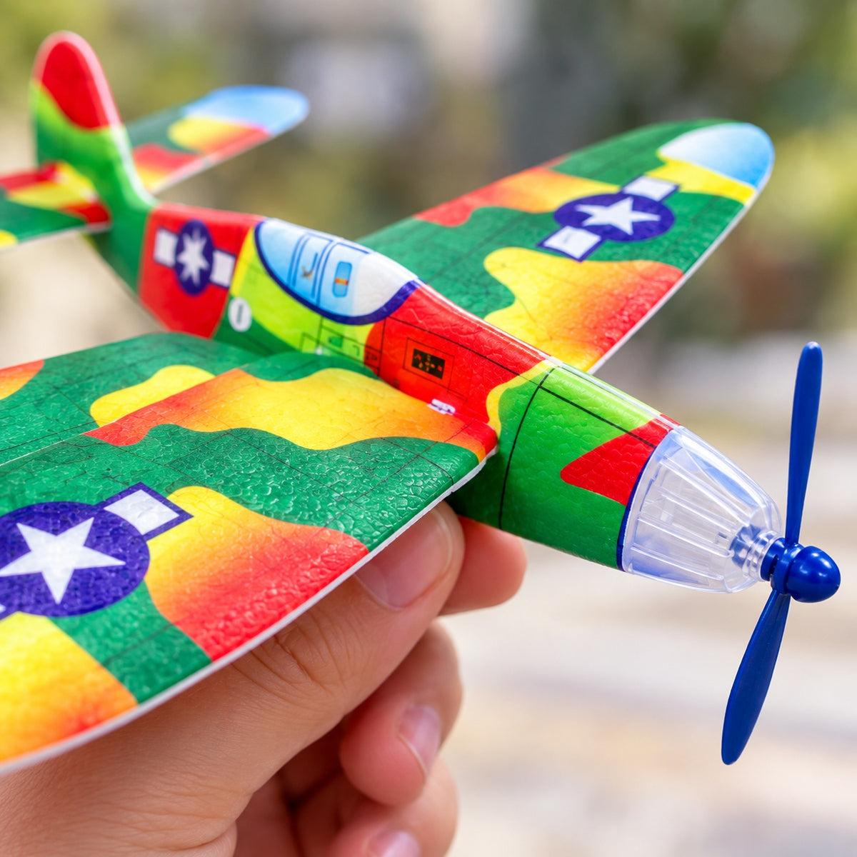 Styrofoam Glider Plane with Propeller 18 x 19 cm - close-up