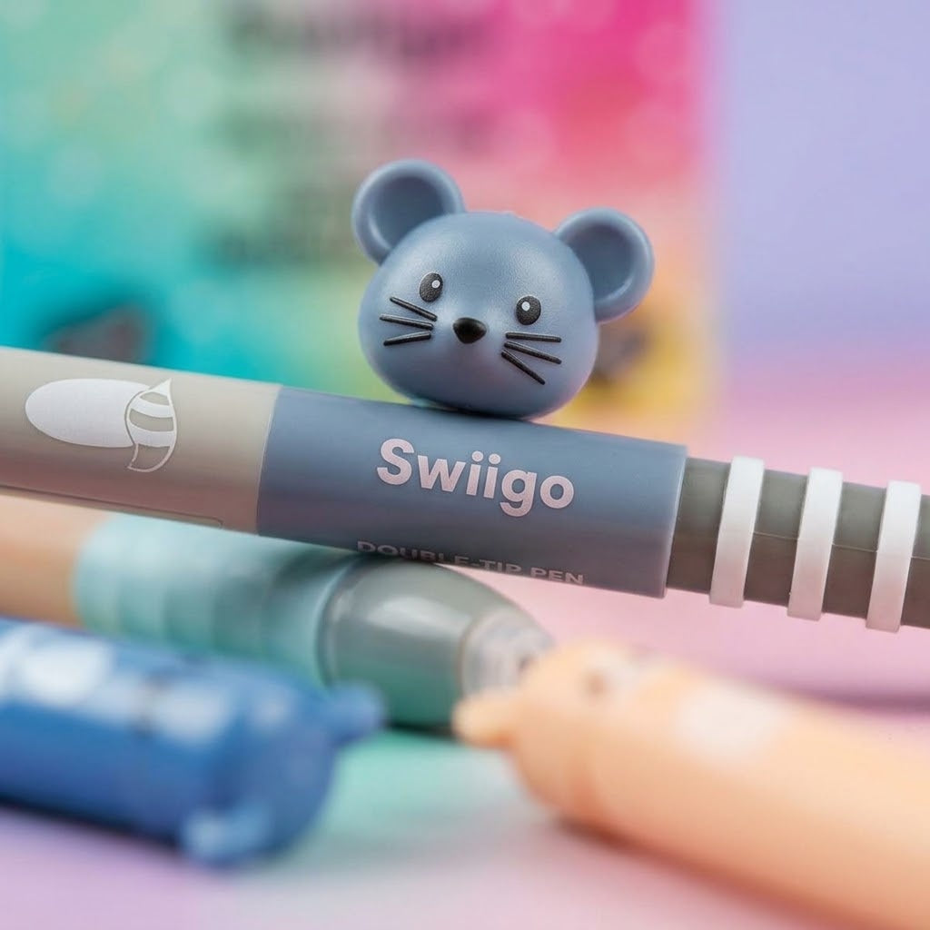 Kawaii Animals Double-Tip Erasable Gel Pen - close-up