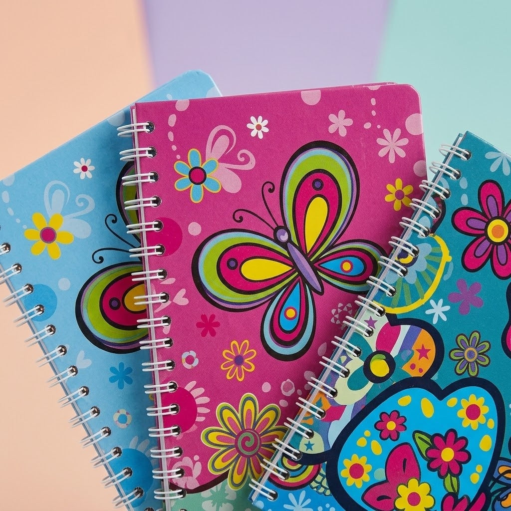 3D Butterfly Spiral Notebook 14 x 9 cm - close-up
