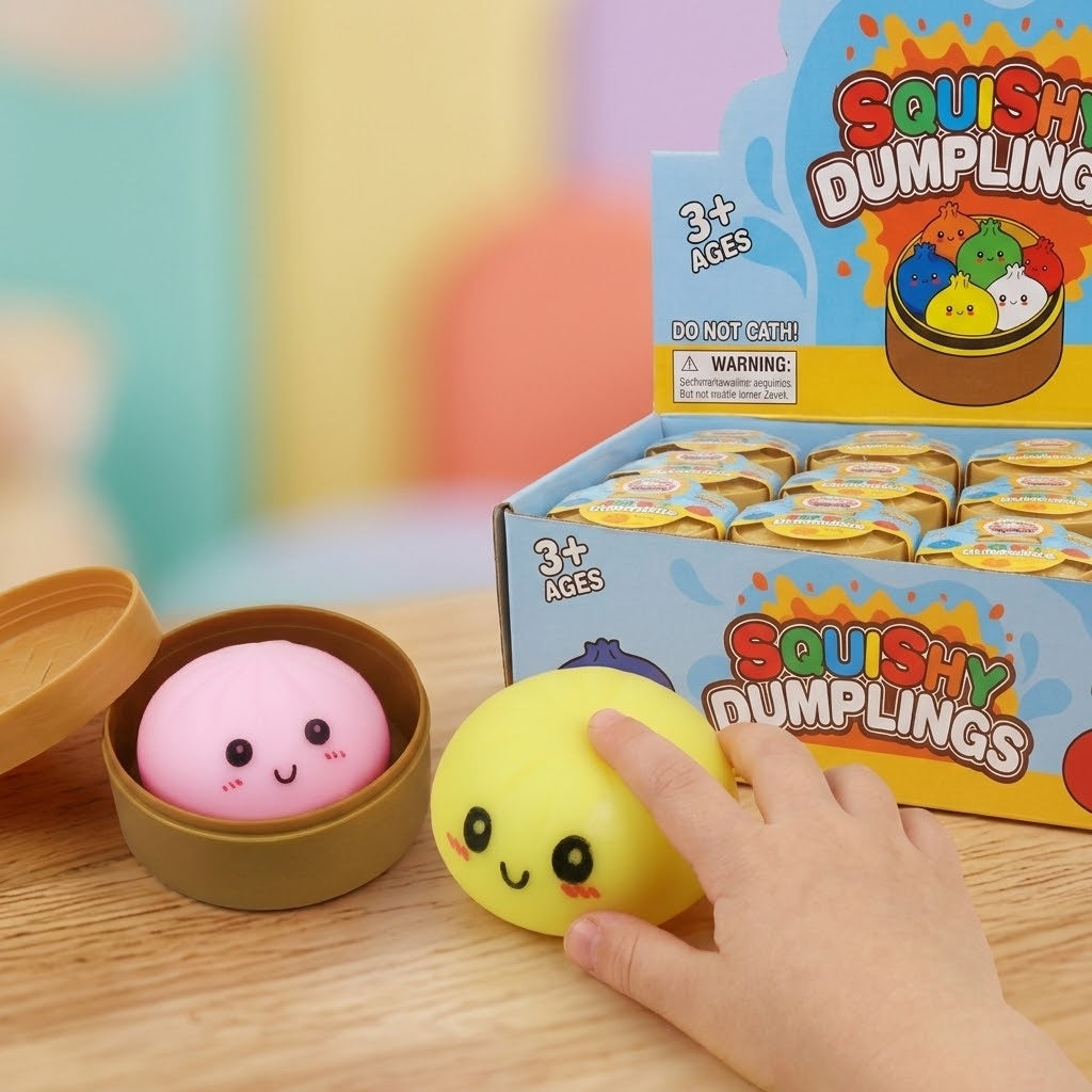 Neon Mystery Dumpling Squishy in Steamer Basket 6 cm - close-up