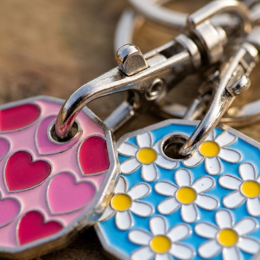 Shopping Trolley Token Keychain Metal Key Ring - close-up