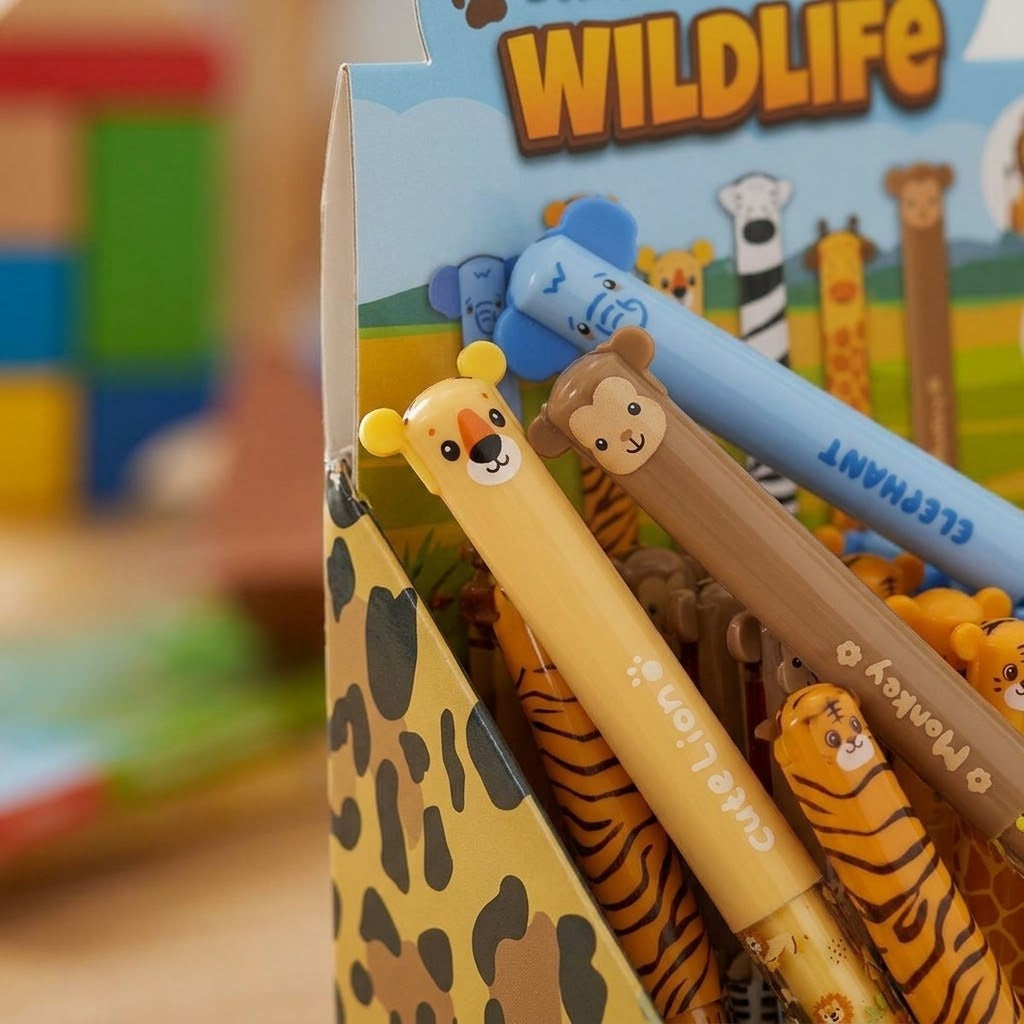 Jungle Animals Double-Tip Erasable Gel Pen - close-up