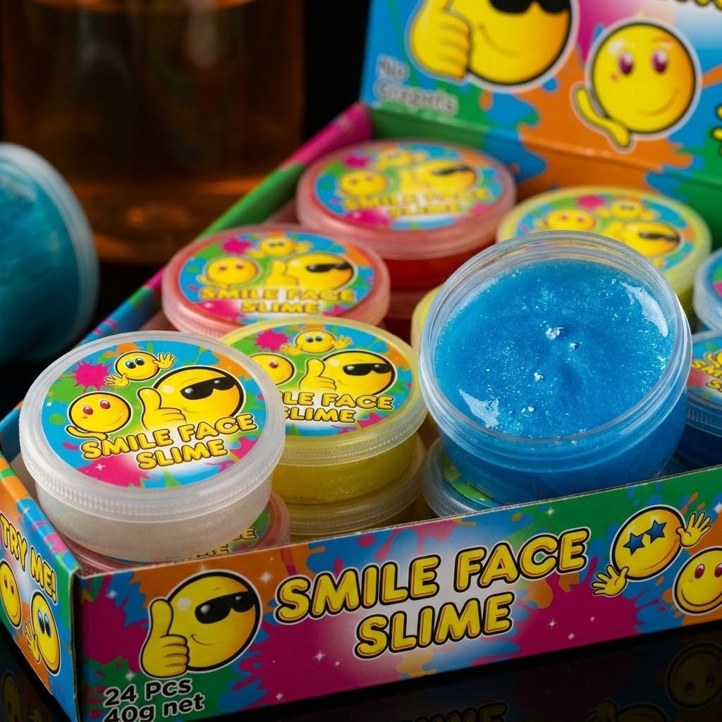 Smiley Face Slime Putty Pot 40 g Party Favour - close-up