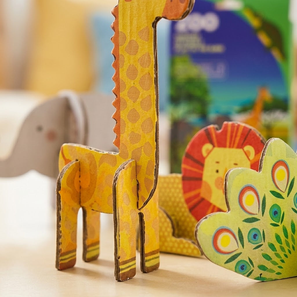 Glow in the Dark 3D Scratch Puzzle Jungle Animals - close-up