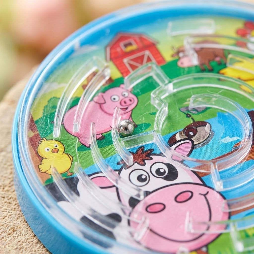 Farm Animals Maze Puzzle Game Mini Ball Labyrinth - close-up