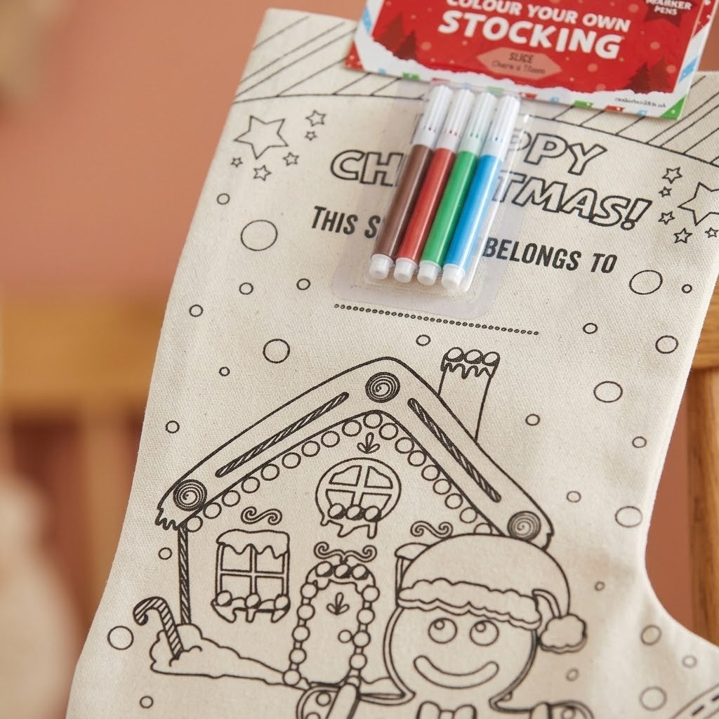 Colour-In Christmas Stocking with Markers Craft Kit - close-up