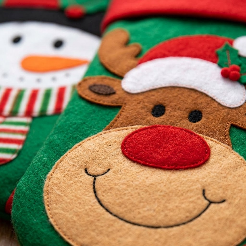 Felt Christmas Stocking 46 x 20 cm Assorted Designs