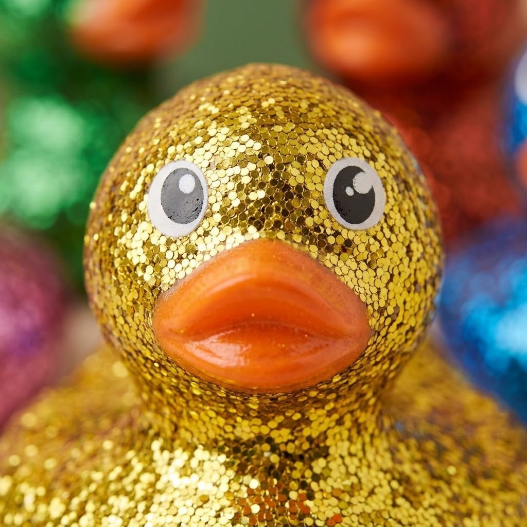 Glitter Rubber Bath Duck, 5 cm - close-up