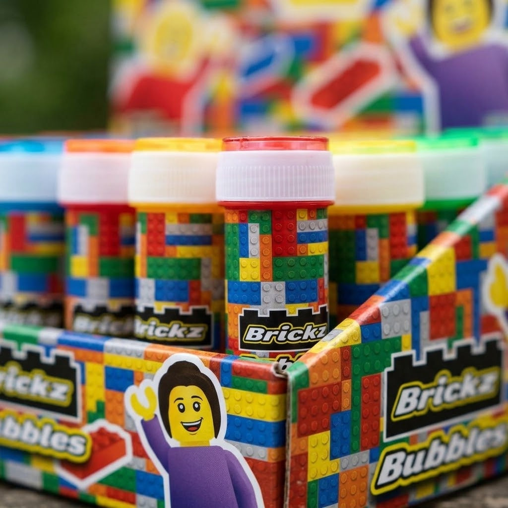 Building Bricks Bubbles Tube 50 ml Party Favour - close-up