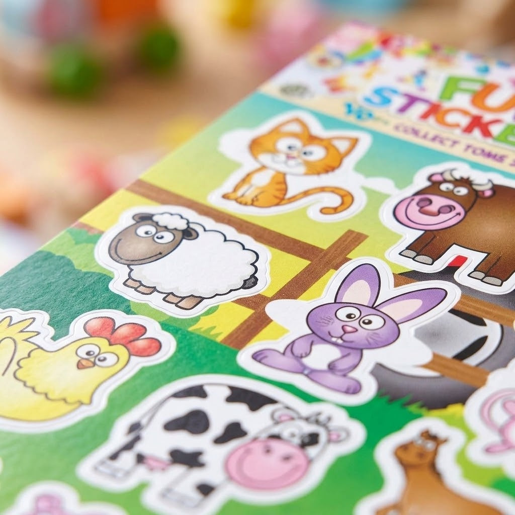 Farm Animal Stickers Sheet of 12 Party Favour - close-up