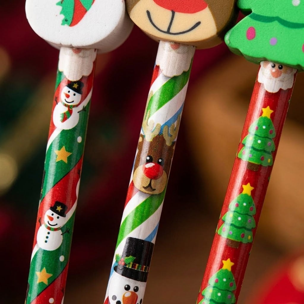 Christmas Pencil with Eraser Topper 19 cm - close-up