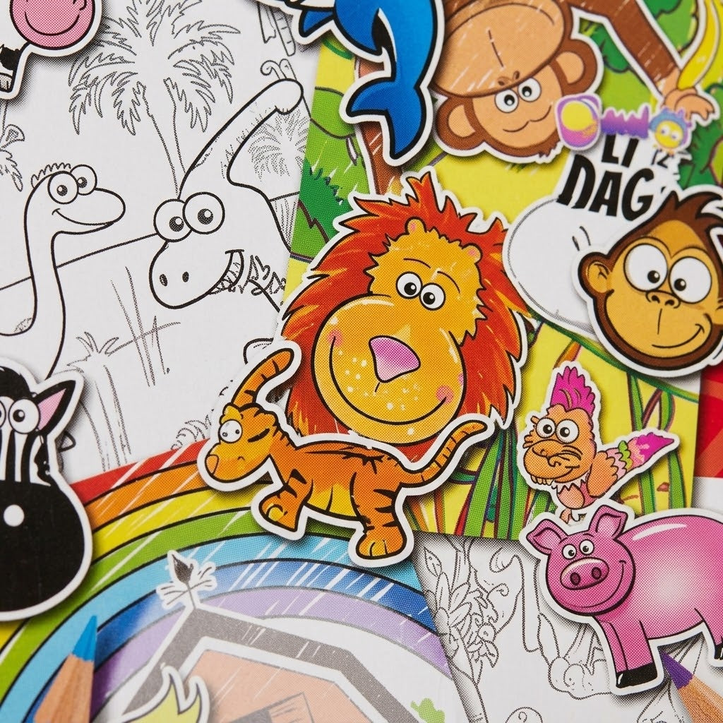Animal Colouring Book with Stickers - close-up