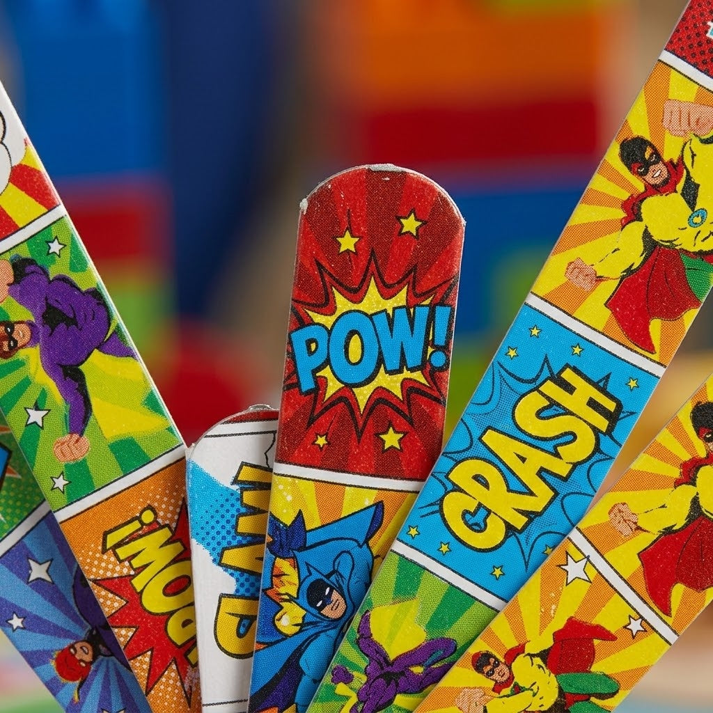 Superhero Slap Bracelet 22 cm Comic Snap Wristband - close-up
