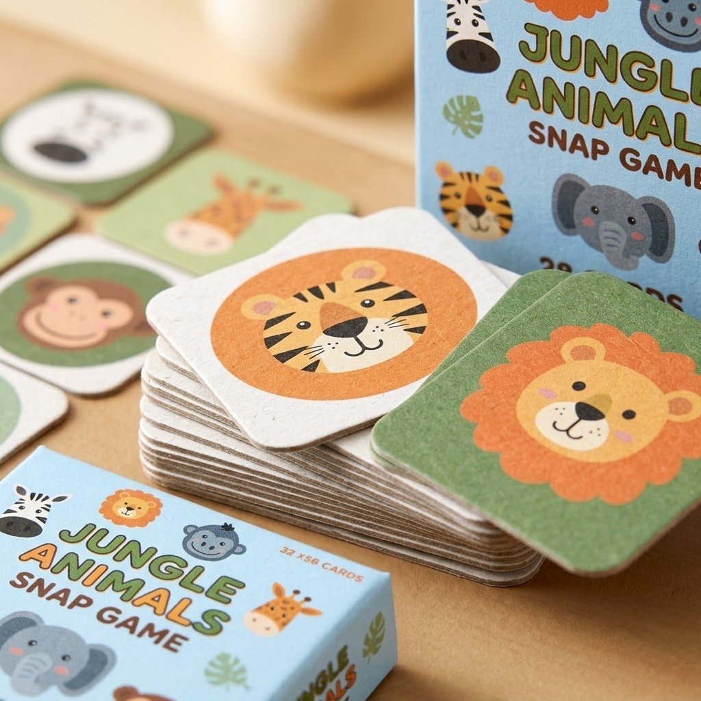 Mini Jungle Animals Memory Game 28 Cards - close-up