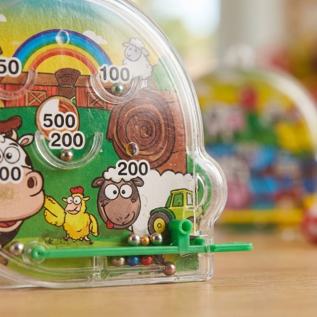 Farm Animals Mini Pinball Game 5.5 cm Party Favour - close-up