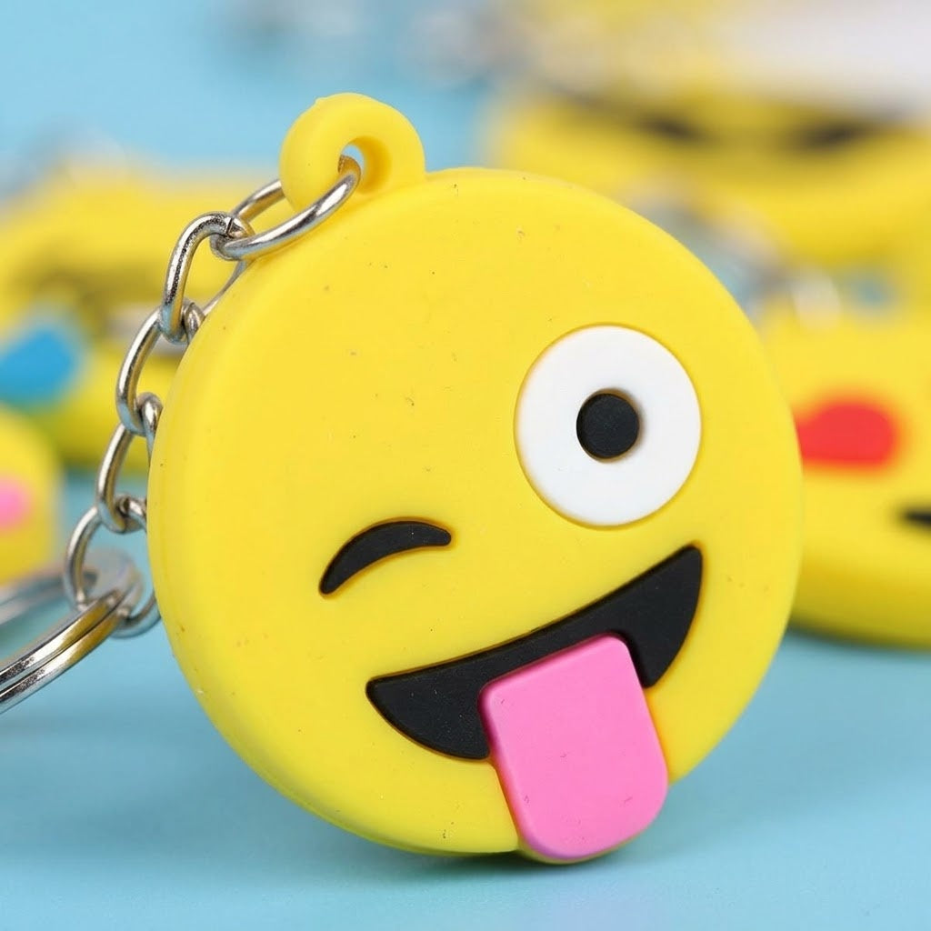 Emoji Keychain Smiley Face Keyring 4 cm - close-up