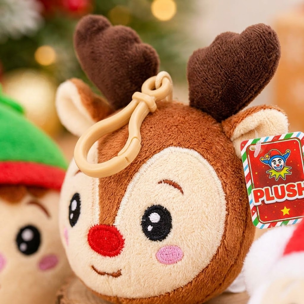 Christmas Plush Bag Charm Santa, Elf, Reindeer 8 cm