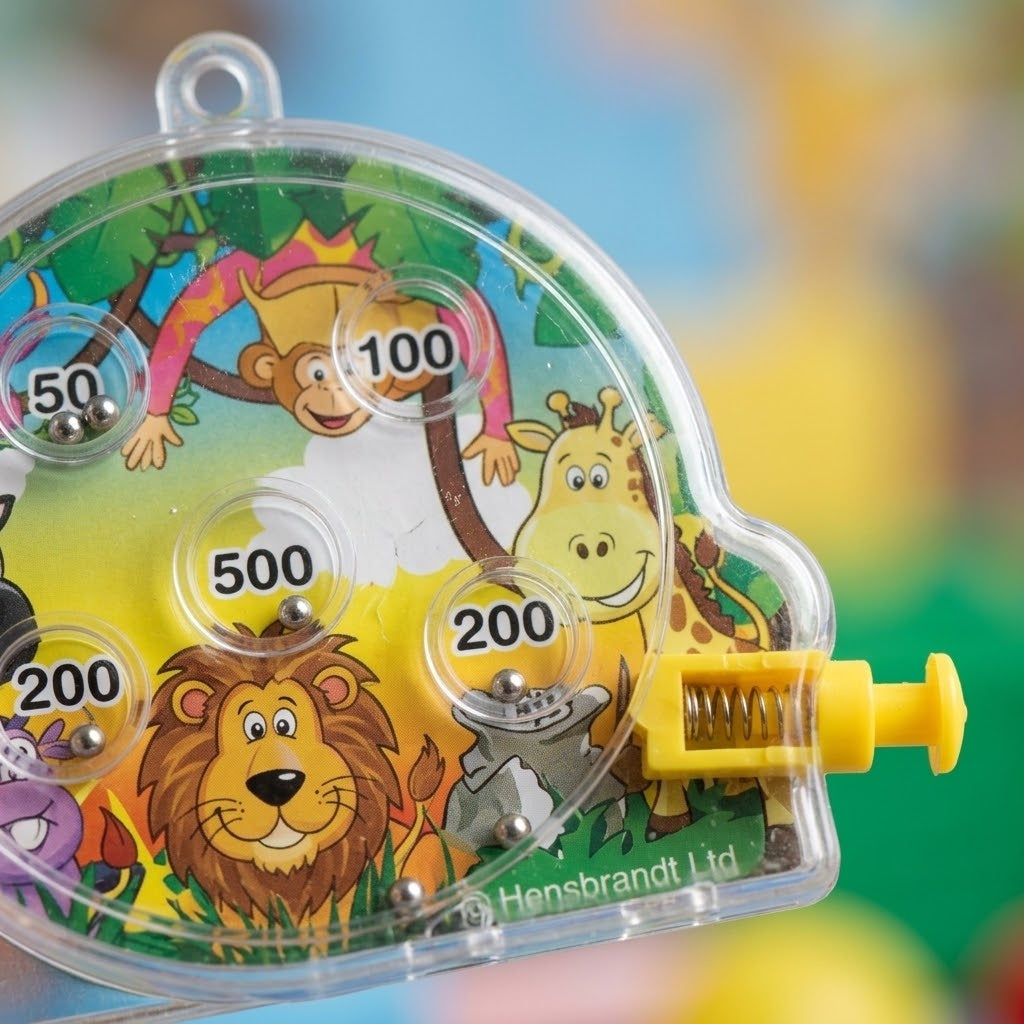 Jungle Animals Mini Pinball Game 5.5 cm Party Favour - close-up