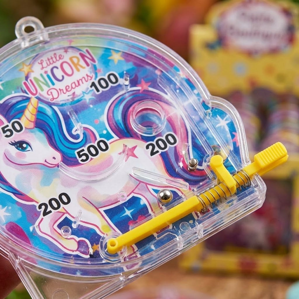 Unicorn Mini Pinball Game 5.5 cm Party Favour - close-up