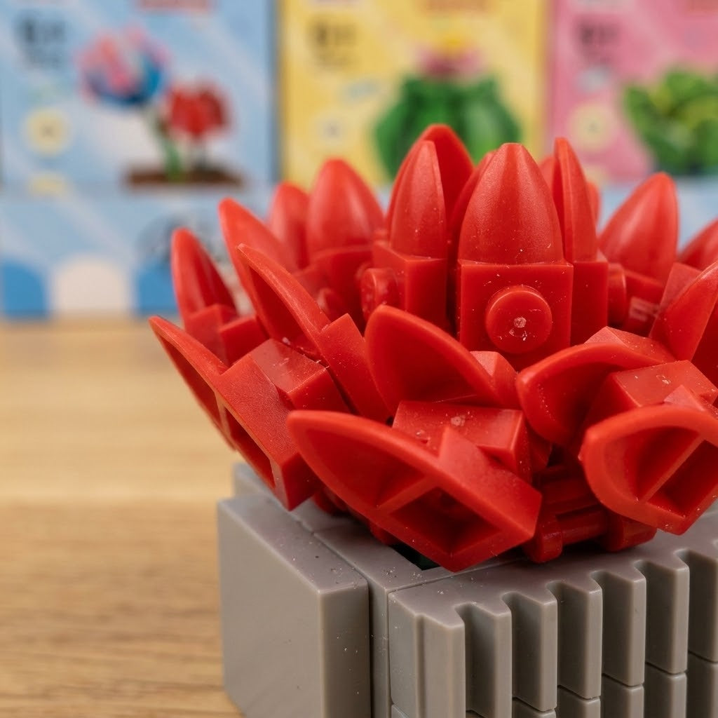 Potted Flower Compatible Building Bricks Set - close-up