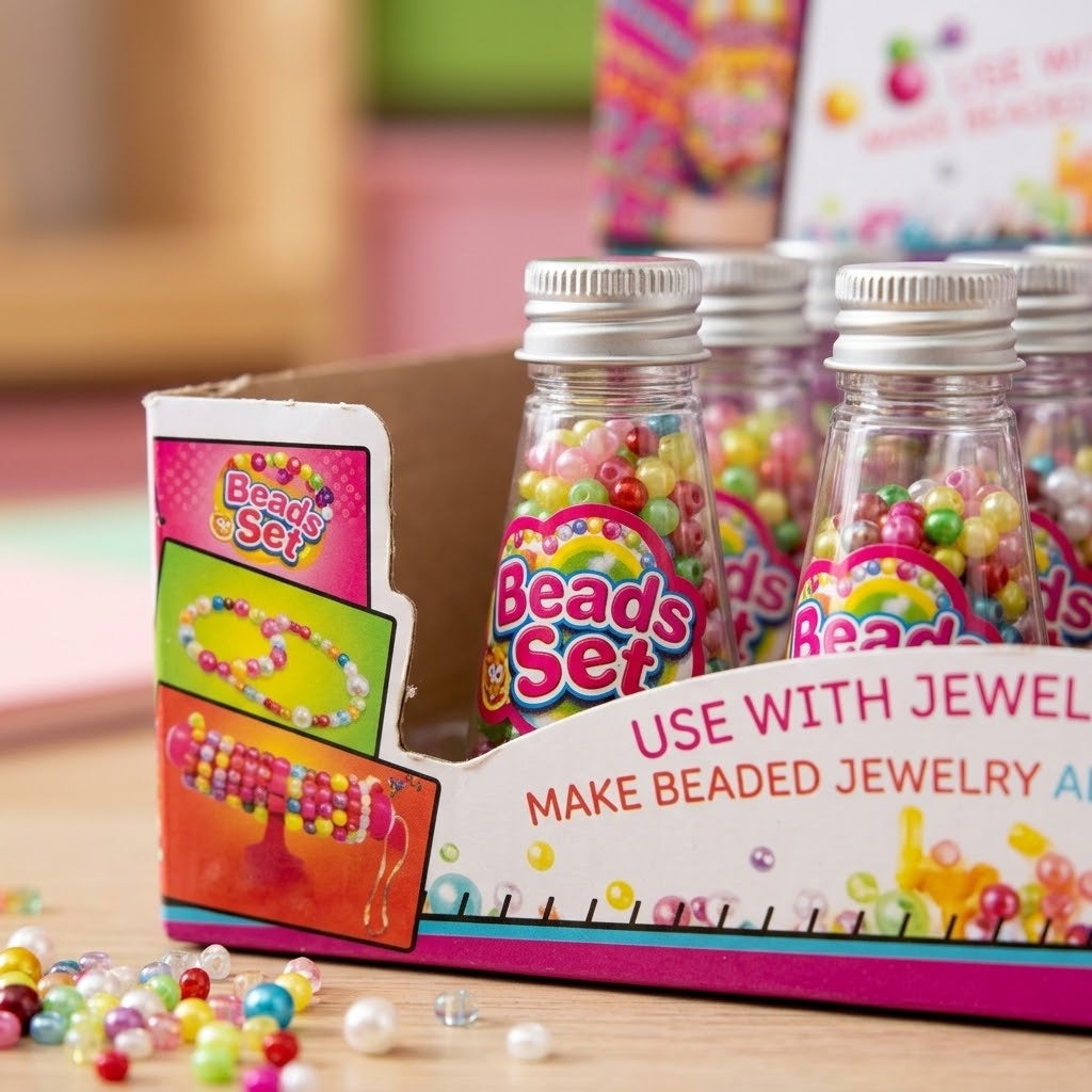 Bottle of Beads for Jewellery Making Craft Kit - close-up