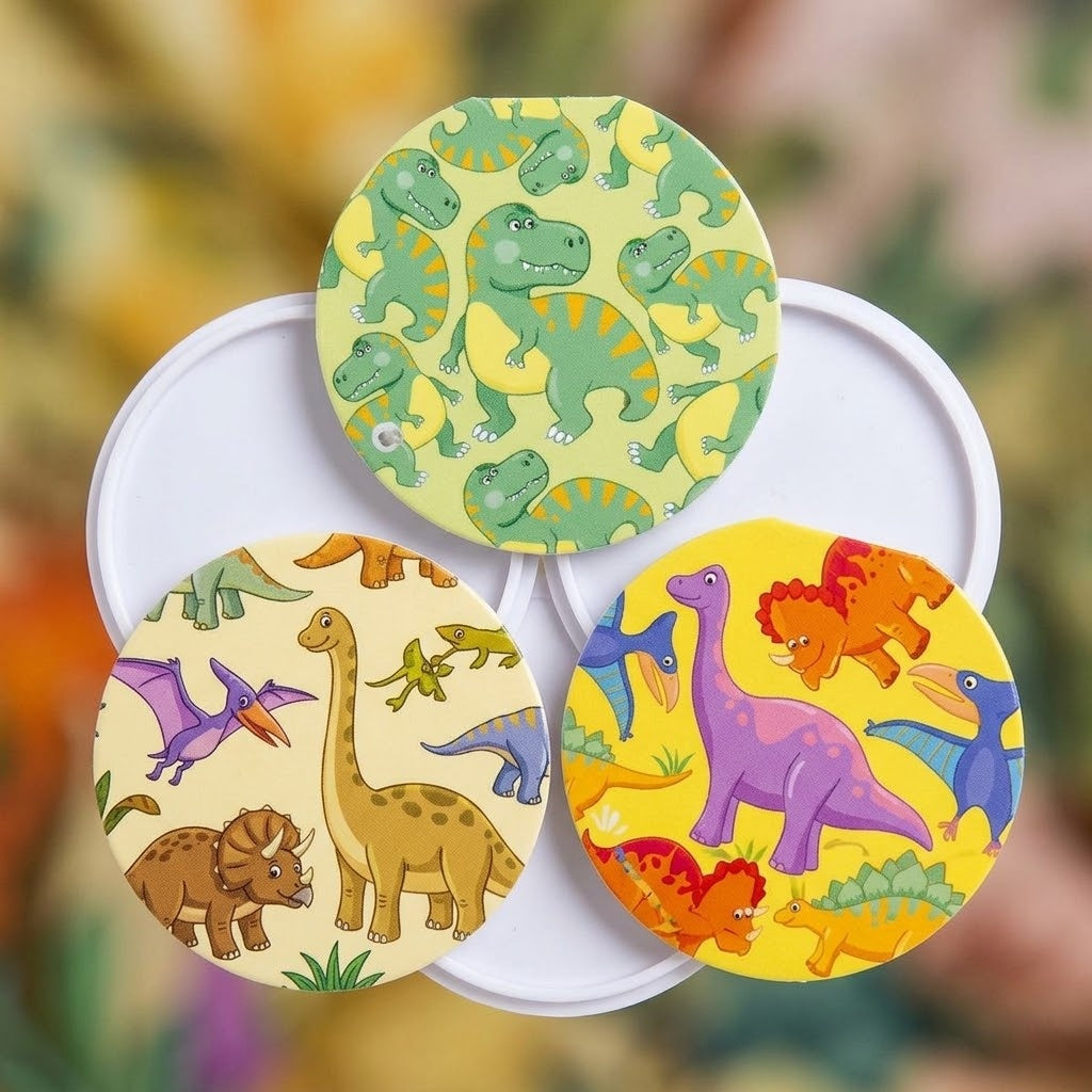 Dinosaur Round Mini Notebook 8.5 cm 26 Pages - close-up