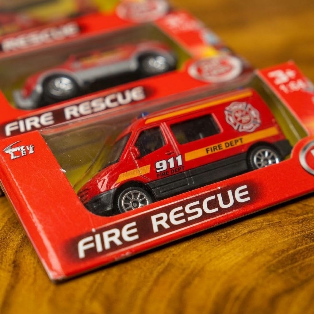 Die Cast Fire Truck 1:64 Scale Metal 7.5 cm - close-up
