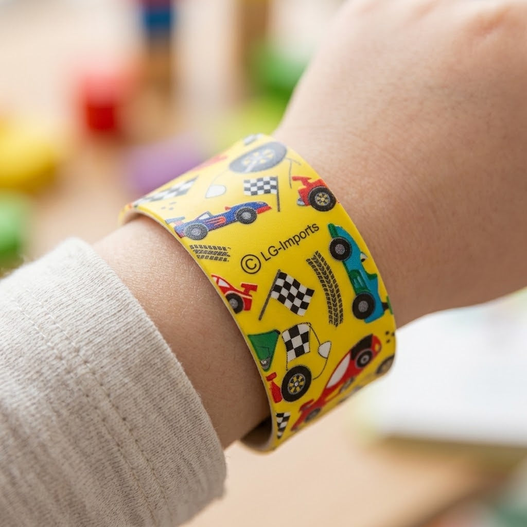 Vehicles Slap Bracelet Cars Planes Trucks Wristband - close-up