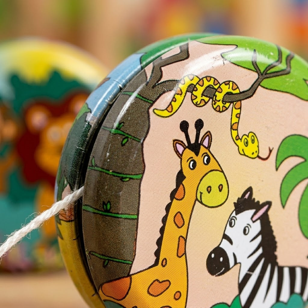 Metal Yo-Yo Jungle Animals 5.2 cm Party Favour - close-up