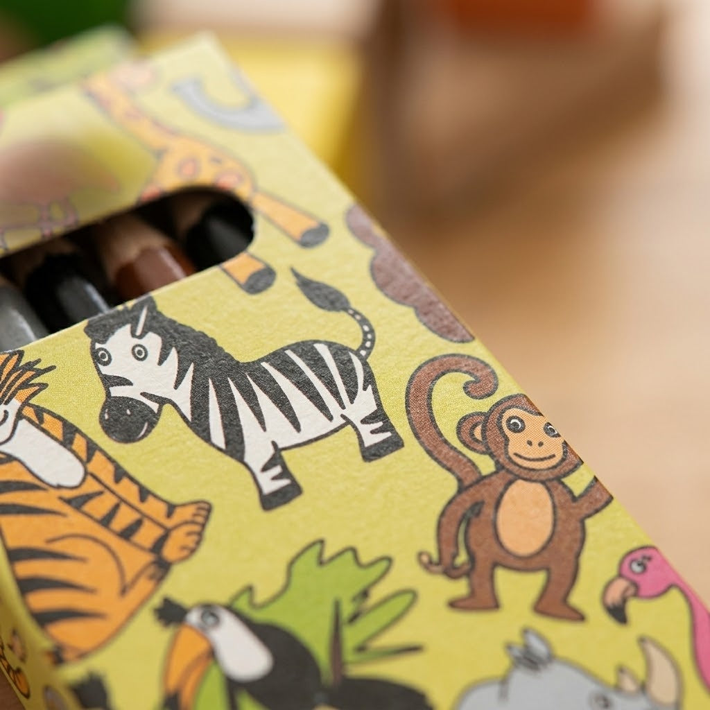 Wild Animals Coloured Pencils Box of 6 - close-up