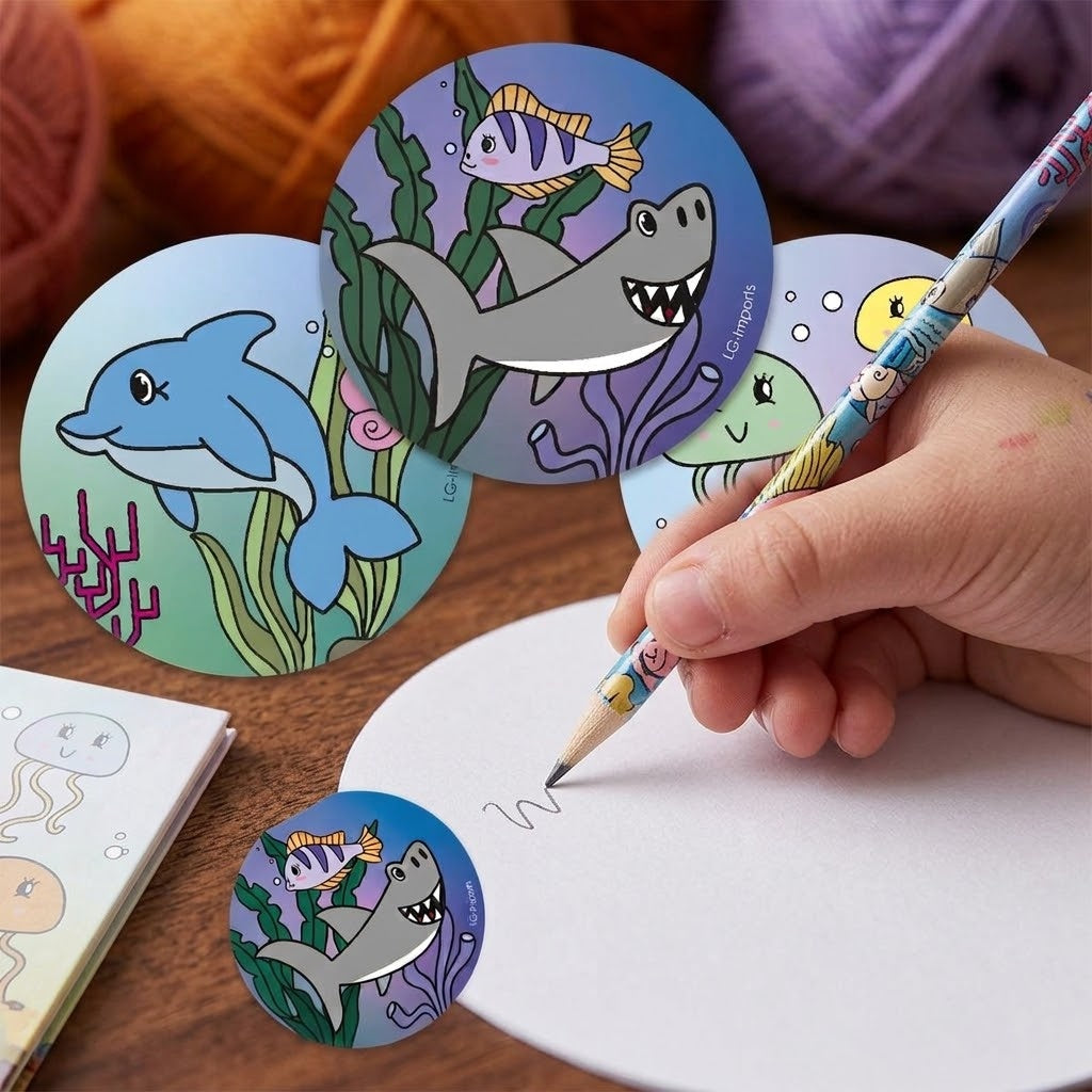 Sea Animals Round Notepad 8.5 cm 26 Pages - close-up