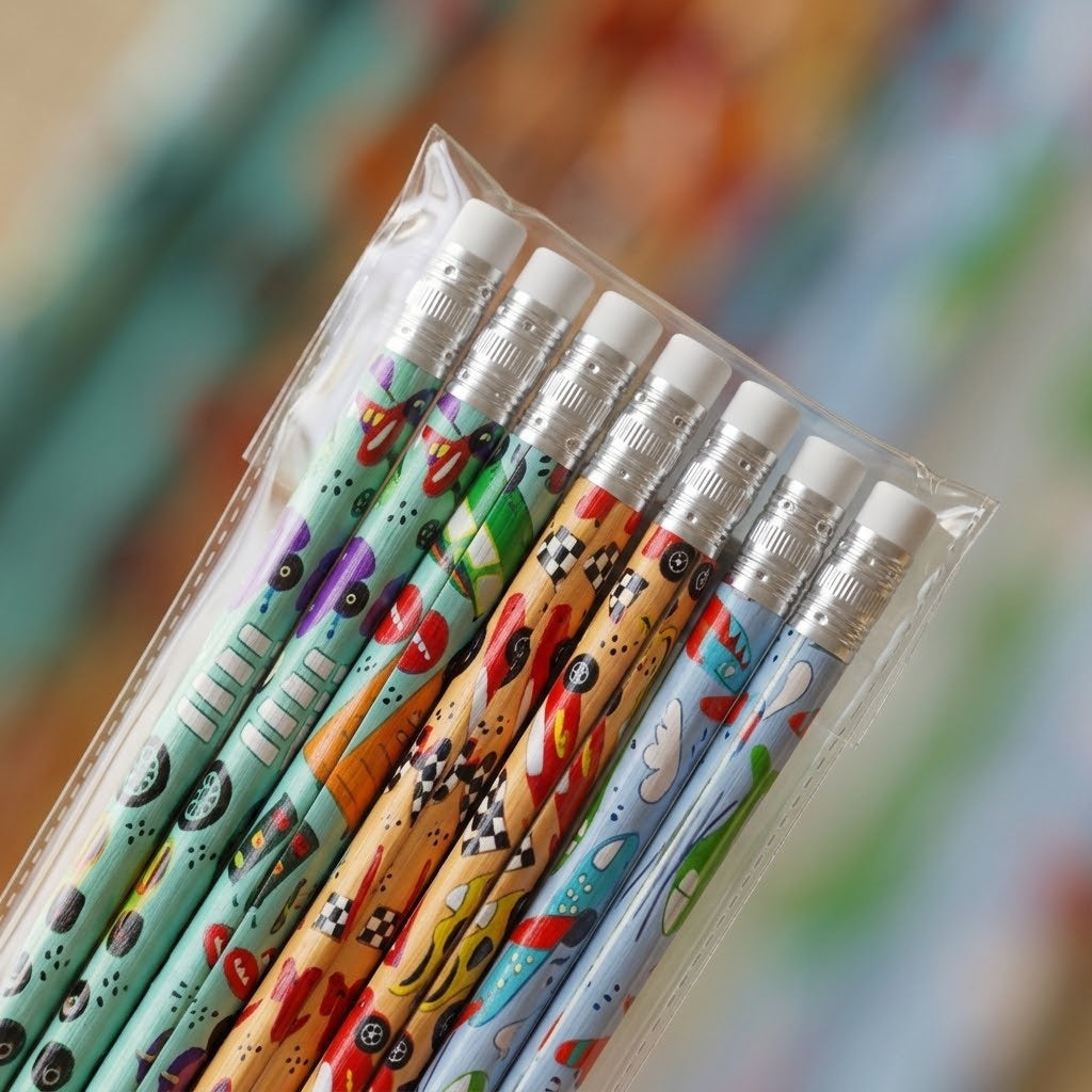 Vehicles Pencil with Eraser 18 cm Party Favours - close-up