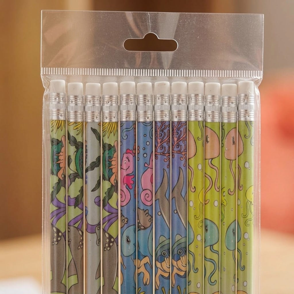 Ocean Animals Pencil with Eraser Party Bag Filler - close-up