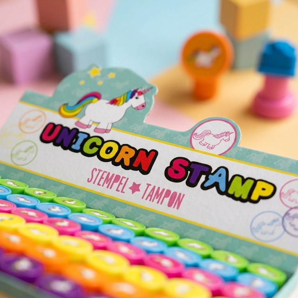 Unicorn Stamp for Kids Party Bag Filler - close-up