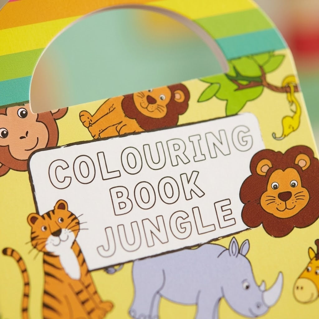 Jungle Animals Colouring Book with Stickers - close-up