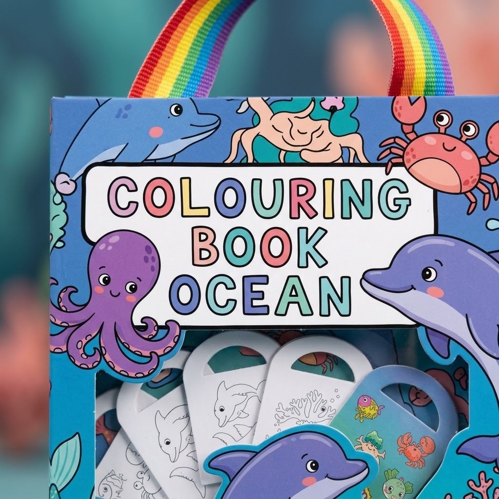 Sea Animals Mini Colouring Book with Stickers - close-up