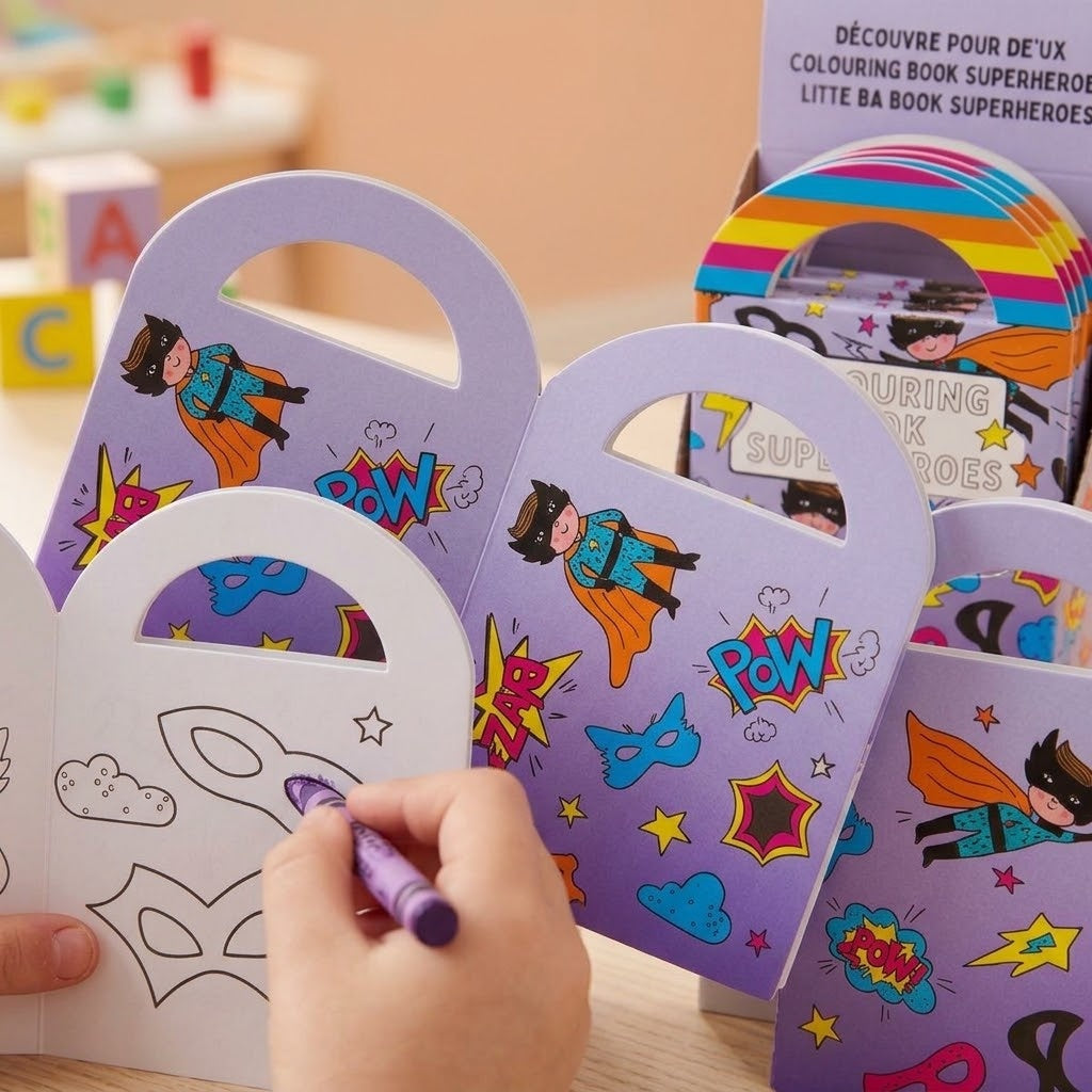 Superhero Colouring Book with Stickers 9.5 x 13 cm - close-up